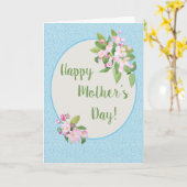 Moederdag Kaart met Apple Blossom op Sky Blue (Gele Bloem)