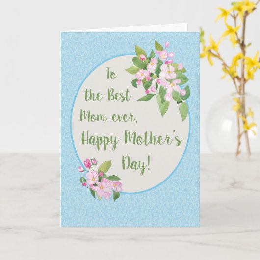 Moederdag Kaart met Apple Blossom op Sky Blue (Gele Bloem)