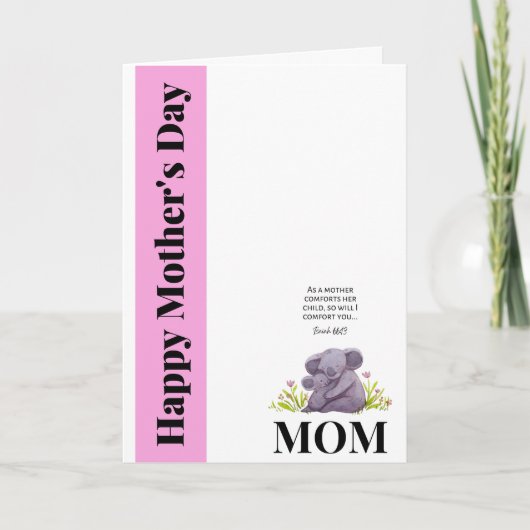 Moederdag Kaart met Bijbel Verse Isaiah 66:13 (Voorkant)