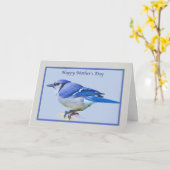 Moederdag Kaart met Blue Jay Bird (Gele Bloem)