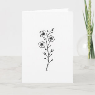 Moederdag kaart met botanische lijntekening