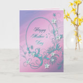 Moederdag kaart met diamantsterren (Gele Bloem)