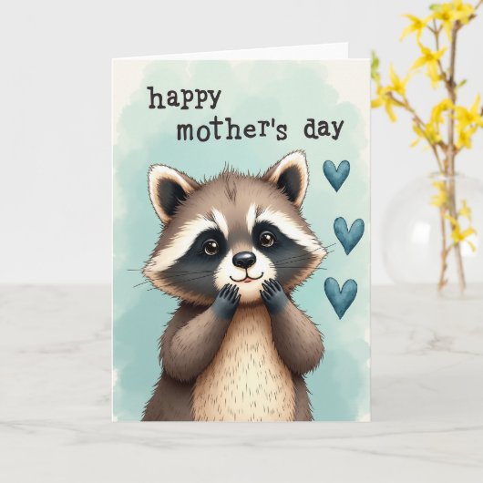 Moederdag kaart met dier (Gele Bloem)