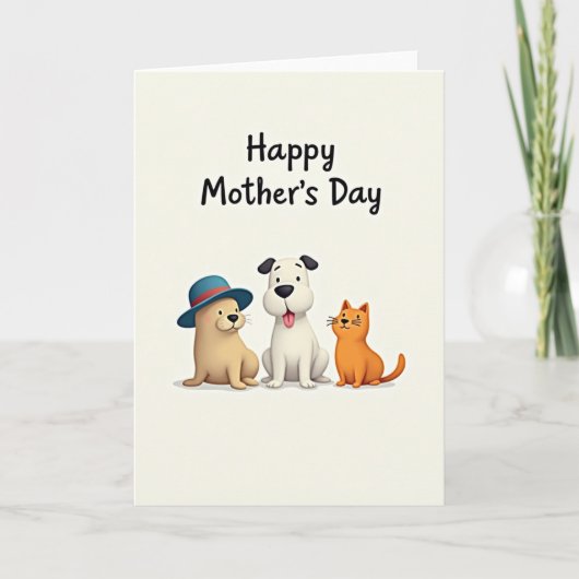 Moederdag kaart met dieren (Voorkant)