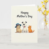 Moederdag kaart met dieren (Gele Bloem)