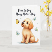 Moederdag kaart met een schattige hond (Gele Bloem)