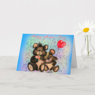 Moederdag Kaart met Familie Beren Liefde