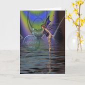 Moederdag kaart met fee en bubbels over water (Gele Bloem)