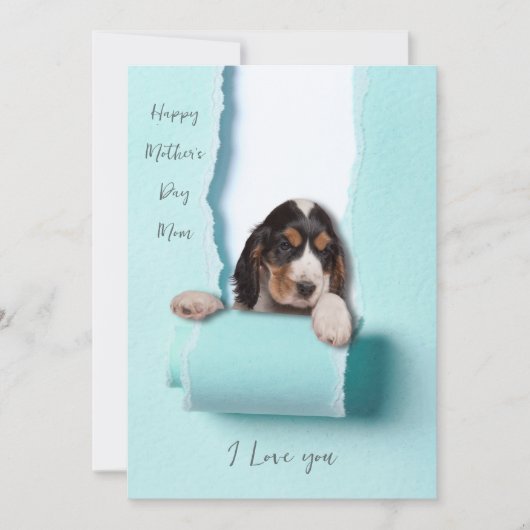 Moederdag kaart met gescheurd papier en hond die g (Voorkant)