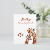 Moederdag Kaart met Giraffe- en Baby-thema (Staand voorkant)