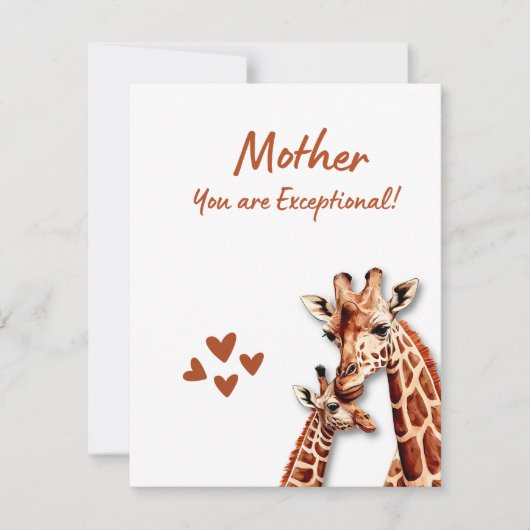 Moederdag Kaart met Giraffe- en Baby-thema (Voorkant)