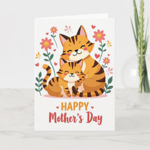 Moederdag kaart met glimlachende katten