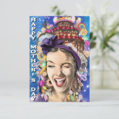 Moederdag Kaart met Happy Woman - Funny (Staand voorkant)