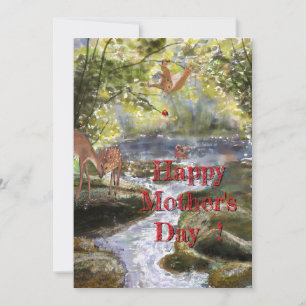 Moederdag Kaart met herten en bosvrienden