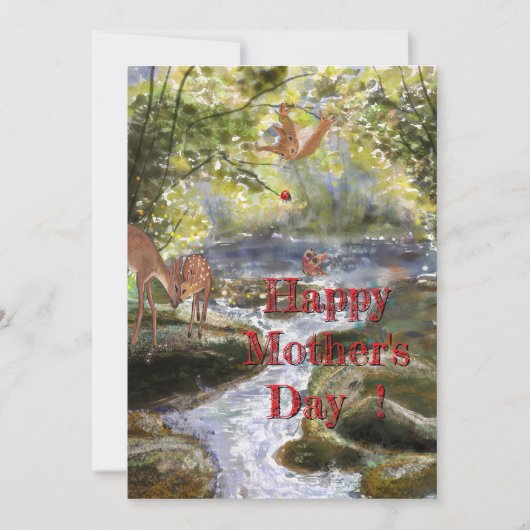 Moederdag Kaart met herten en bosvrienden (Voorkant)