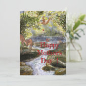 Moederdag Kaart met herten en bosvrienden (Staand voorkant)