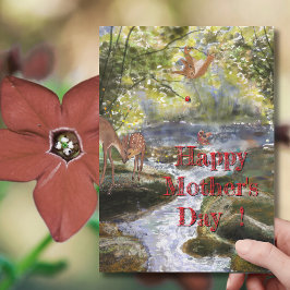 Moederdag Kaart met herten en bosvrienden