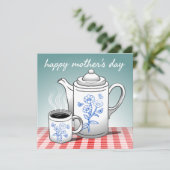 Moederdag kaart met hete koffie (Staand voorkant)