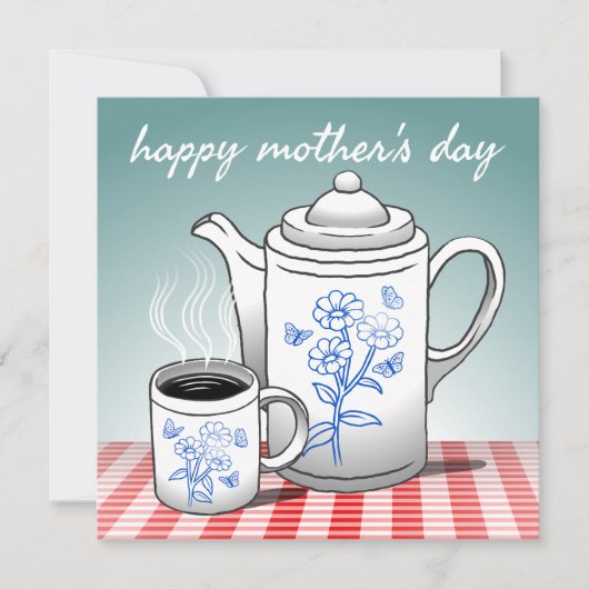 Moederdag kaart met hete koffie (Voorkant)