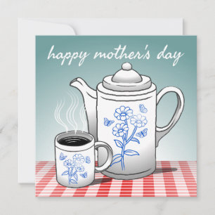 Moederdag kaart met hete koffie