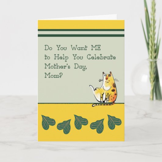 Moederdag Kaart met humoristisch kat (Voorkant)