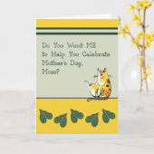 Moederdag Kaart met humoristisch kat (Gele Bloem)