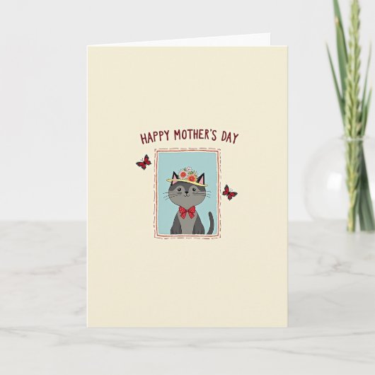 Moederdag kaart met kat met stippen (Voorkant)