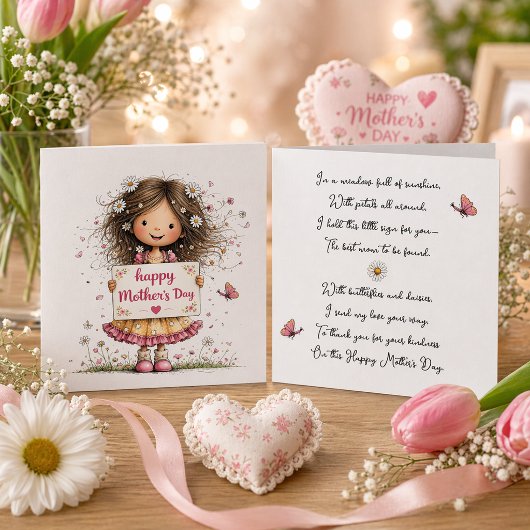 Moederdag kaart met kinderenillustratie
