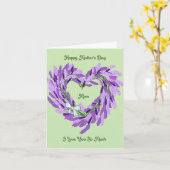 Moederdag Kaart met lavendelhart (Gele Bloem)