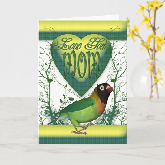 Moederdag kaart met Love Bird (Gele Bloem)