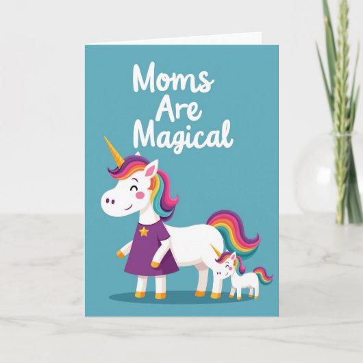 Moederdag kaart met magische eenhoorns (Voorkant)