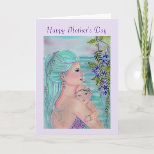 Moederdag-kaart met mermaid en baby op Renee Kaart (Voorkant)