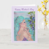 Moederdag-kaart met mermaid en baby op Renee Kaart (Gele Bloem)