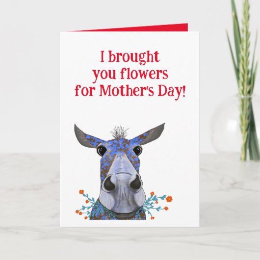 Moederdag Kaart met Mule & Flowers (Voorkant)