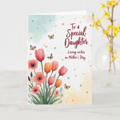 Moederdag kaart met ontluikende liefde (Gele Bloem)