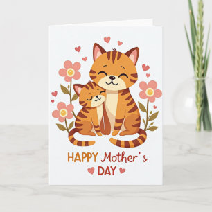 Moederdag kaart met oranje katten