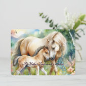 Moederdag kaart met paard en veulen (Staand voorkant)