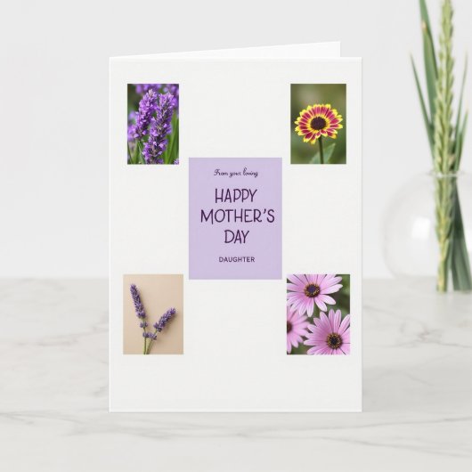 Moederdag kaart met paarse bloem (Voorkant)