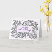 Moederdag Kaart met Paarse en groene wijnstok (Gele Bloem)