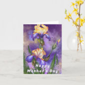 Moederdag Kaart met Paarse Iris Flowers (Gele Bloem)