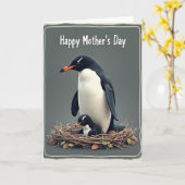 Moederdag Kaart met Pinguïnennest (Gele Bloem)