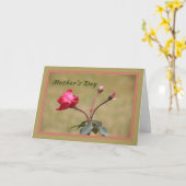 Moederdag Kaart met rode roze en knoppen (Gele Bloem)