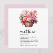 Moederdag kaart met roze anjer (Voorkant / Achterkant)