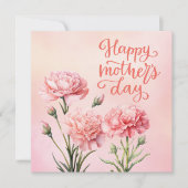 Moederdag kaart met roze anjer (Voorkant)