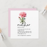 Moederdag kaart met roze anjer