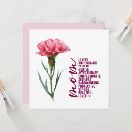 Moederdag kaart met roze anjer