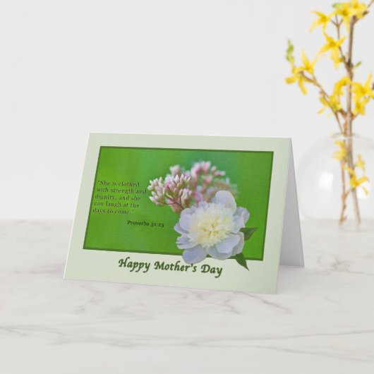 Moederdag Kaart met roze en witte bloemen (Gele Bloem)