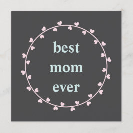 Moederdag kaart met roze harten en groene tekst