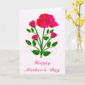 Moederdag Kaart met roze rozen (Gele Bloem)