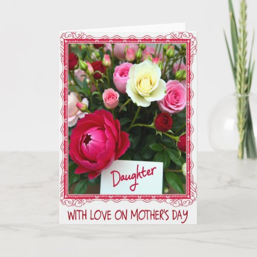 Moederdag kaart met rozen dochters (Voorkant)
